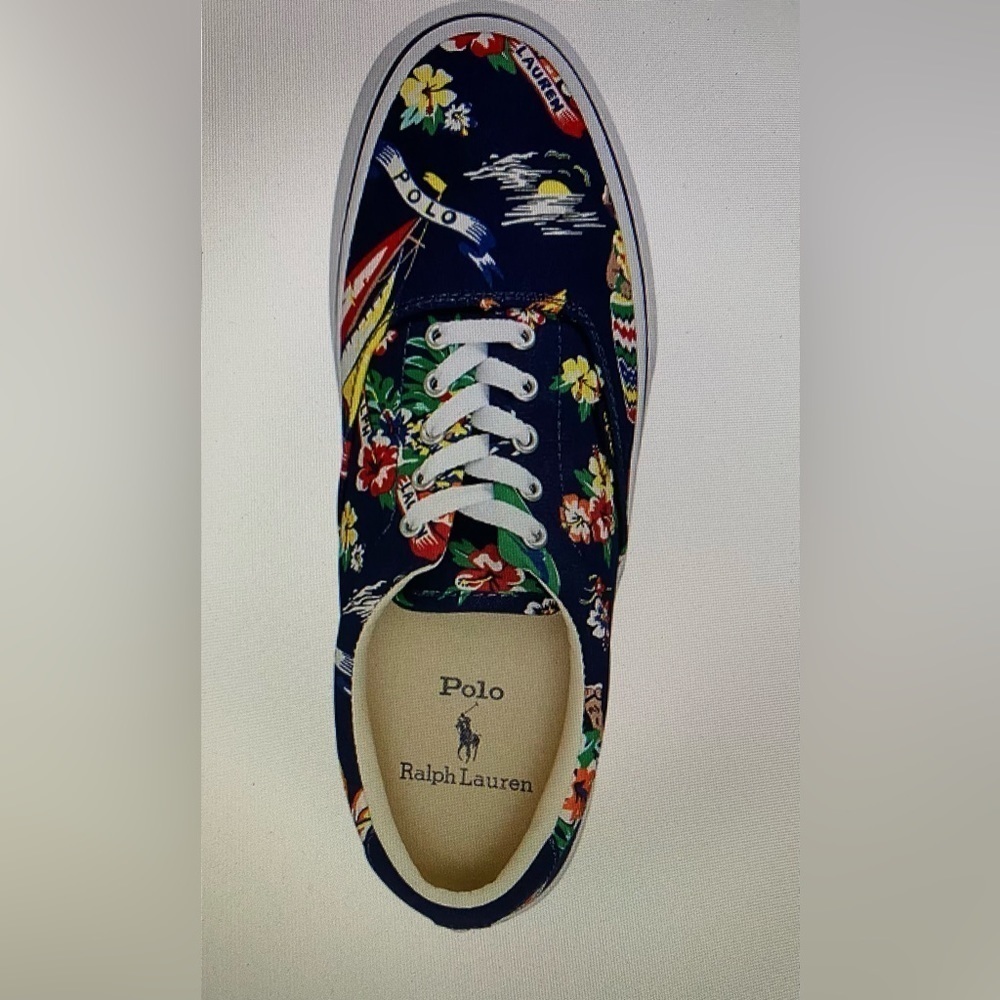 Polo Ralph Lauren Thornton Tropical Motif Canvas Sneakers Men‎ 10 Summer Island